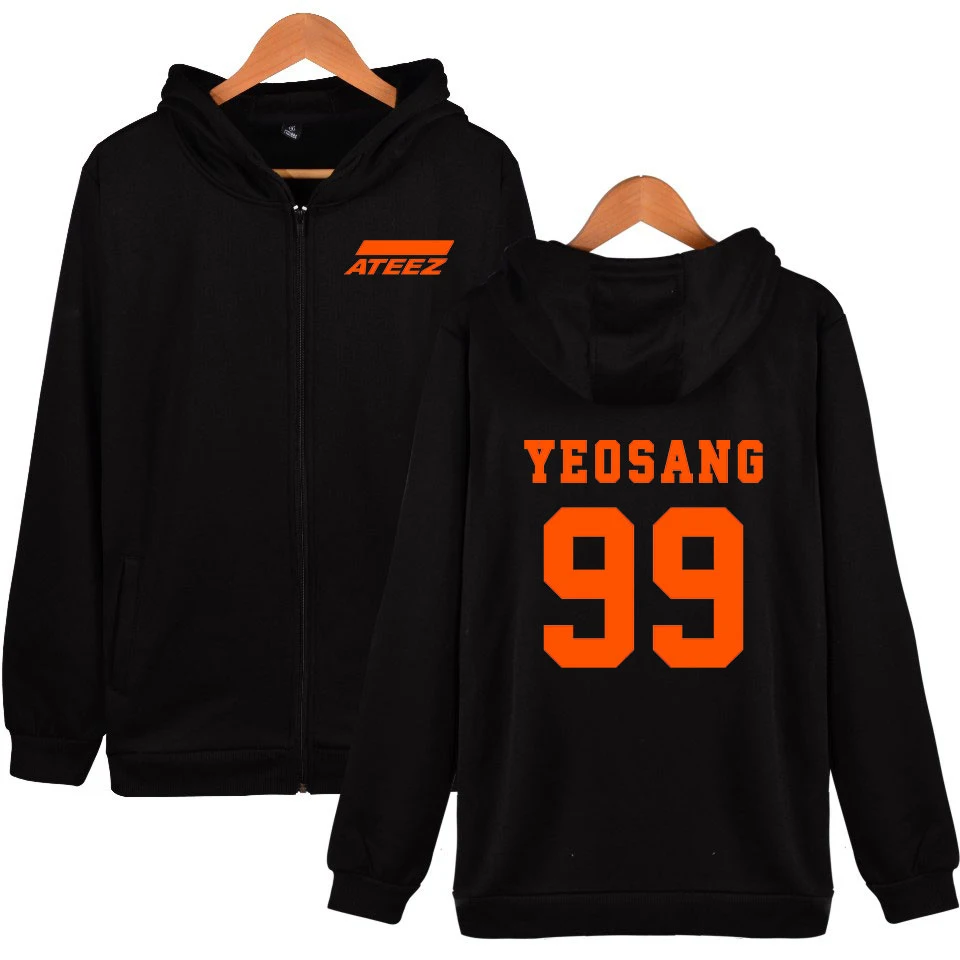  LUCKYFRIDAYF ATEEZ Printed Zipper Hooded Sweatshirt Korean Team Harajuku Casual Hot Sale Hoodies Zi