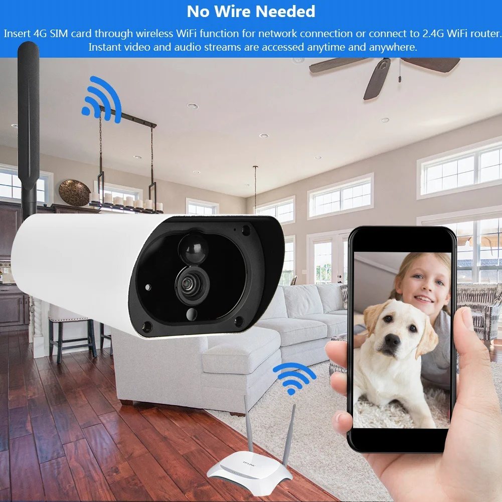 4G солнечная 1080p IP камера наружная Водонепроницаемая CCTV ночного видения