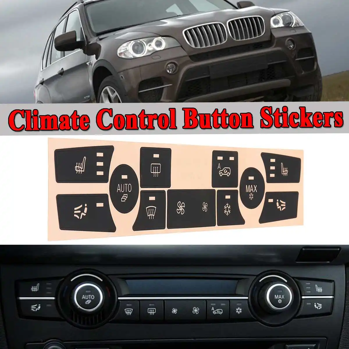 Сменные наклейки для авто с системой контроля климата BMW X5 2007 2013|Наклейки на