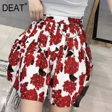 DEAT Новая летняя модная женская одежда с высокой талией и цветочным принтом трапециевидная юбка женская мини-бумага WF90403L