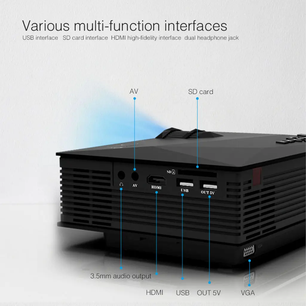Uc68 المسرح جهاز عرض الوسائط المتعددة 80 Ansi Hd 1080 P الفيديو المدمج في مكبر هاي فاي الترفيه المنزلي دعم Miracast البث (الاتحاد الأوروبي