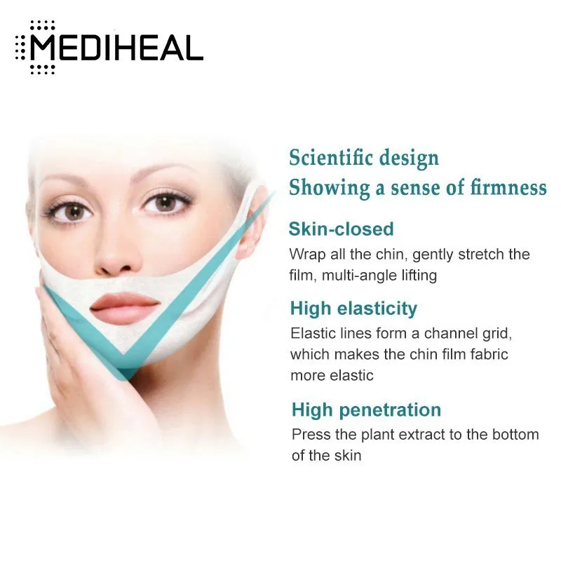 spesifikasi 4 Pcs Mediheal V Bentuk Wajah Lift Masker Chin Mask Lifting Firming Kulit Double Chin Mengurangi Wanita Wajah Kulit Perawatan kosmetik Korea