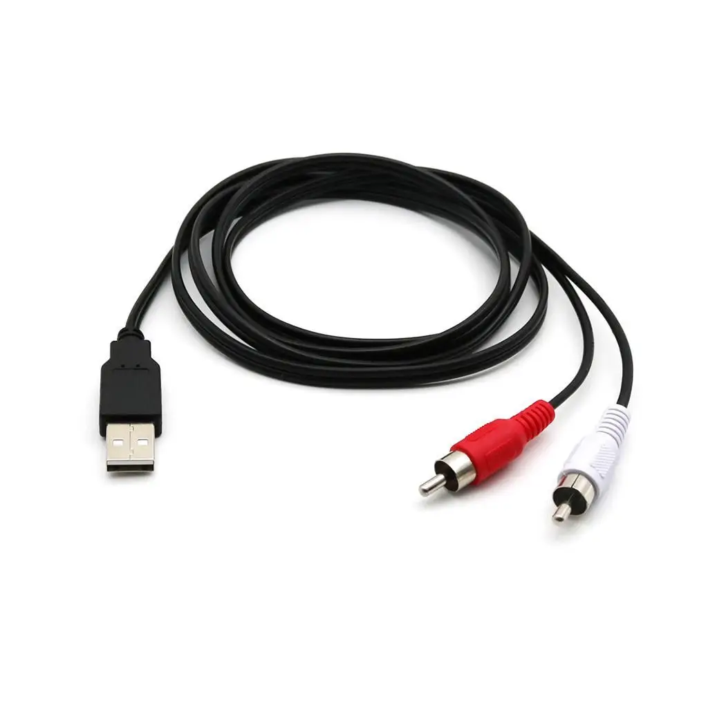 USB мужчина к двойной RCA Мужской 2 AV кабель адаптер для телевизора аудио черный 0