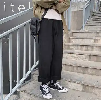 

2019 Spring Men's Fashion Trend Casual Wide Leg Pants Loose White/black/green Color High-quality Trousers Plus Size M- 2XL
