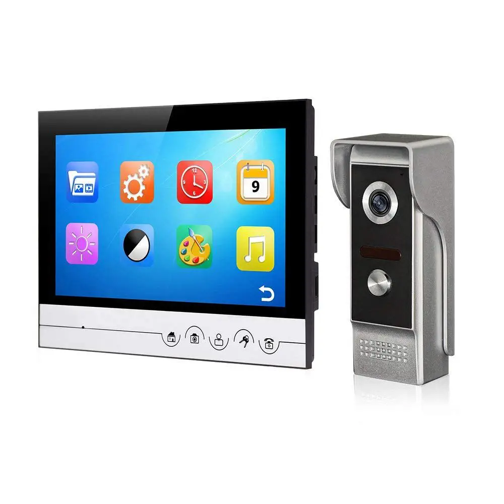 Video Doorbell Intercom Wired Video Door Phone Doorbell Intercom System Metal Camera with 9inch Touch-Screen for Villa/Home/Of
