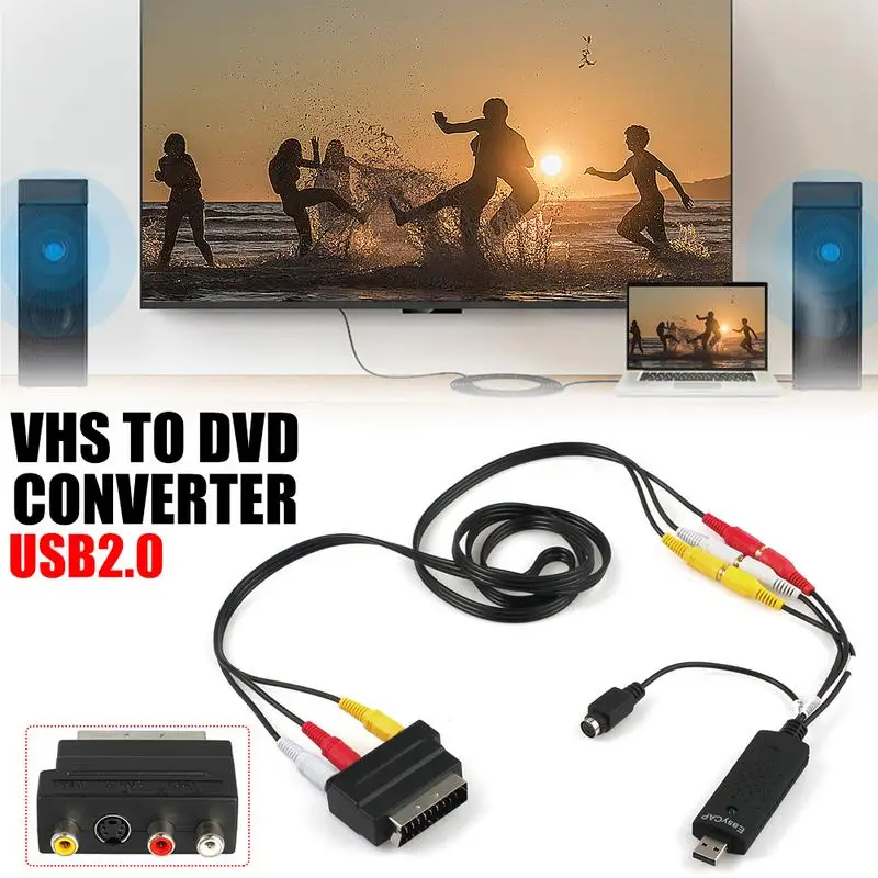 USB2.0 конвертер VHS в DVD захвата видео аудио захвата карты адаптер Scart Rca кабель для Win10 Высокое качество Быстрая