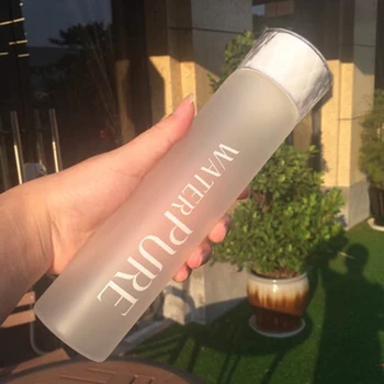 

Clear Cute Portable Glass Water Bottle Lid Cups Transparent Sport Drinking Jars Glass Mug Garrafa De Vidro Water Cup 50M1048