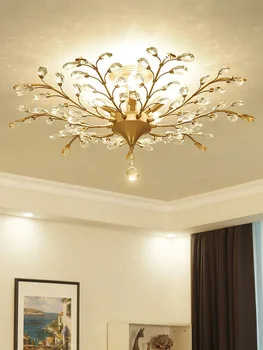 

American Ceiling Light Bedroom Crystal Lamp Living Room Restaurant Study Aisle Corridor Porch Gold K9 Crystal Dining Room