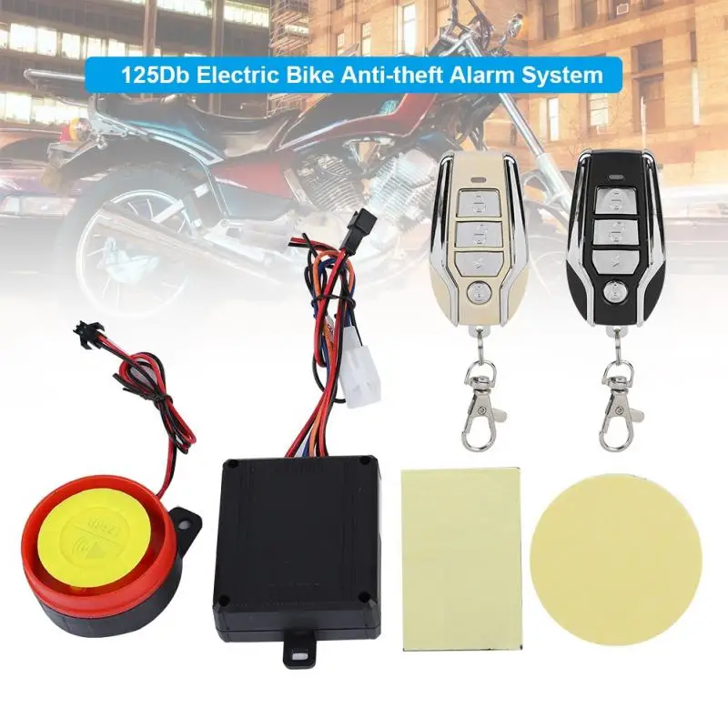 

9-15V 125Db 12V Electric Bike Anti-theft Alarm System Streetcar Security Alarm Remote Control Engine
