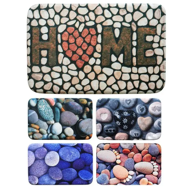Нескользящий галька печати фланелевый ковер Булыжный Камень ковер номер мягкий напольный коврик