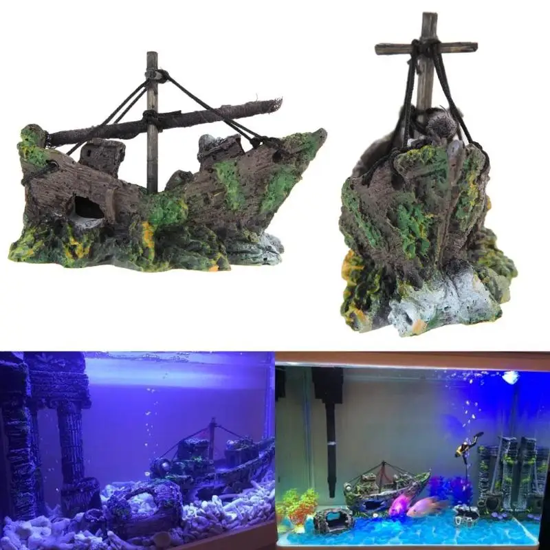 

Aquarium Fish Tank Artificial Barrel Sailing Boat Resin Ornament Cave Aquarium Fish Tank Decoration Accessories Pet Accessories