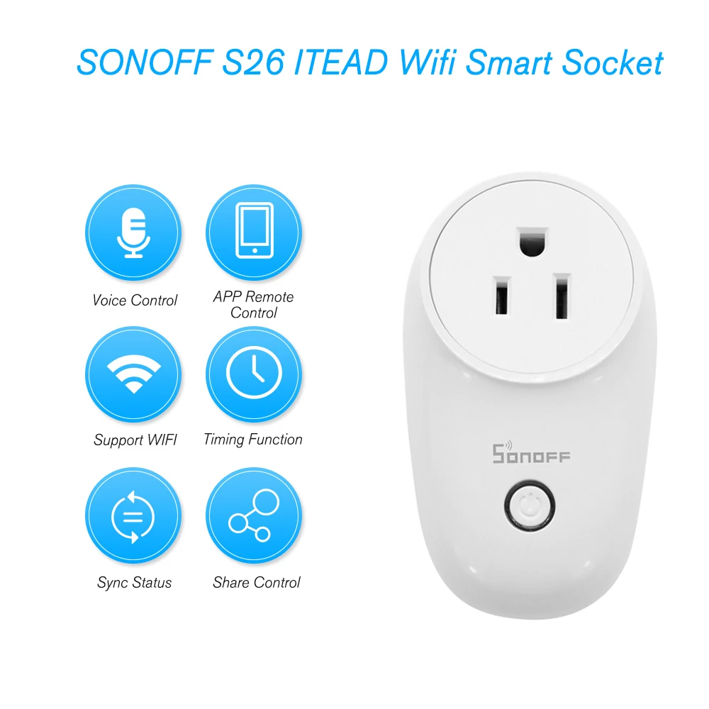 Умная Беспроводная розетка SONOFF S26 ITEAD с Wi Fi зарядный адаптер дистанционным