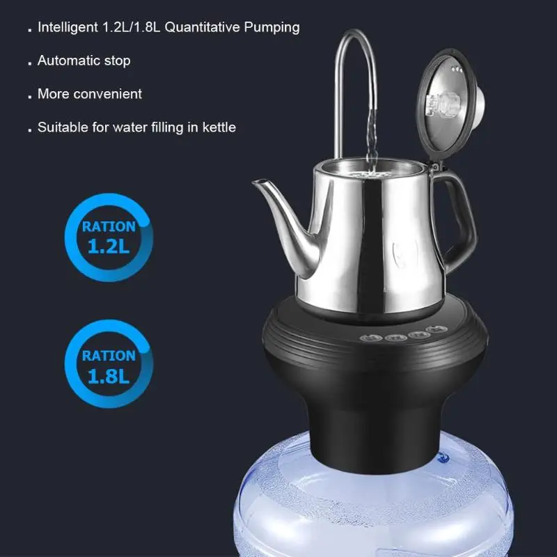 Portable Automatic Bottled Water Pumping Tap Electric Water Dispenser USB Rechargeable Water Pump Drinking Bottle 1.2/1.8L