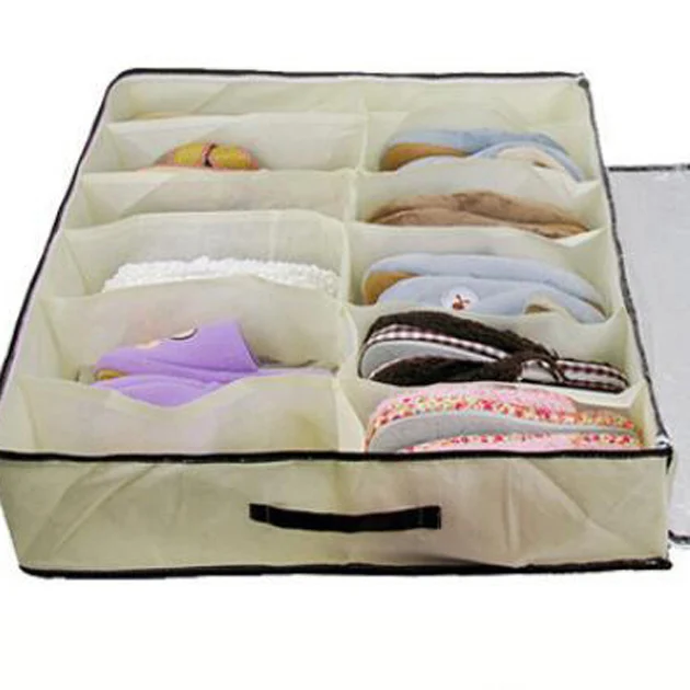 طوي أحذية حقيبة التخزين مربع رف Underbed المنظمون خزانة خزانة تخزين أدوات اكسسوارات أشتات حامل 24 جيوب