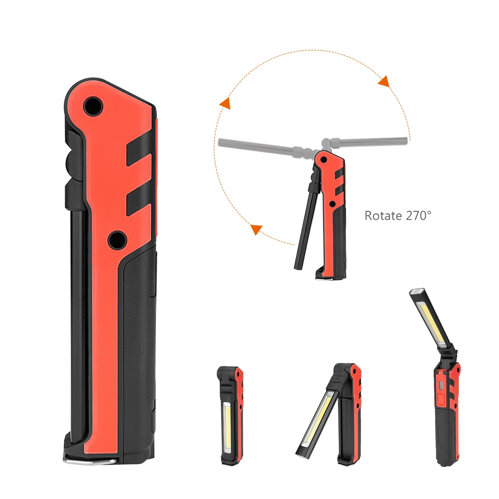 2 в 1 USB перезаряжаемый COB светодиодный светильник-вспышка магнитный рабочий светильник инспекционная лампа для кемпинга палатки фонарь ручной фонарь встроенный аккумулятор