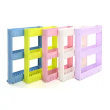 High Quality Gap Storage Shelf For Kitchen Storage Skating Movable Plastic Bathroom Shelf Save Space Three-Layers