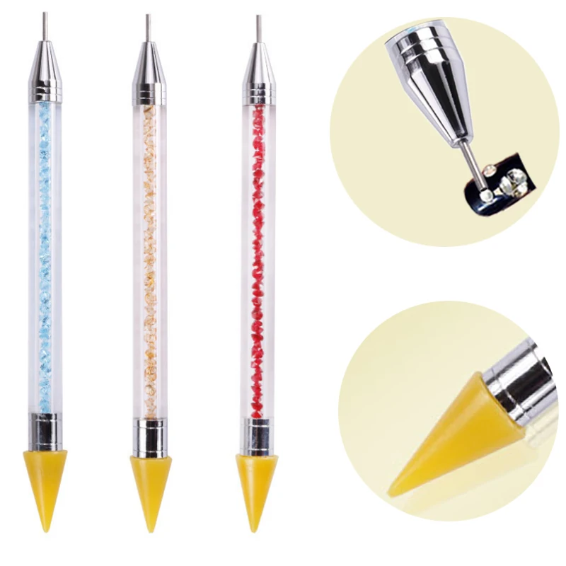 

Popular 1PC Studs Picker Rhinestone Wax Pencil High Quality Crystal Handle Manicure Pen Double-ended