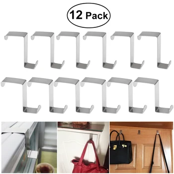 

12pcs Hook Stainless Steel Z-Shaped Hook For Kitchen Cabinet Cloth Towel Bag Hanger Space Saving