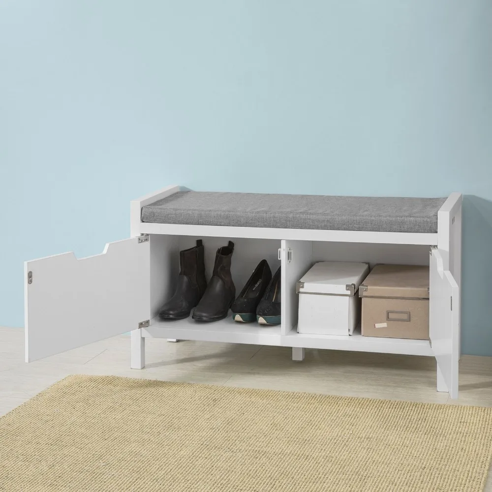 SoBuy® FSR63-W Shoe Bench Rack Cabinet Hallway Storage Bench with Seat Cushion SoBuy® FSR63-W Shoe Bench Rack Cabinet Hallway Storage Bench with Seat Cushion