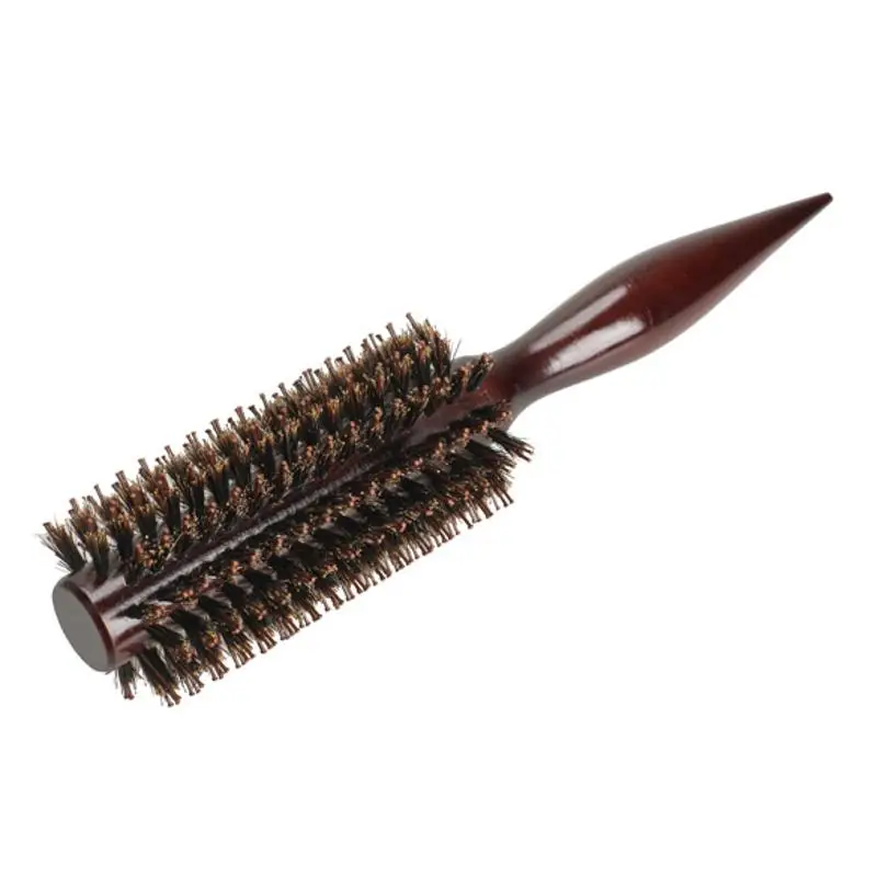 Портативная расческа для волос, круглая Антистатическая кудрявая щетка из натуральной щетины, деревянная ручка для укладки волос, расческа для парикмахера, Brosse Cheveux