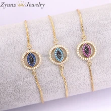 10 шт. ZYZ330-4196 глаз круглой формы разъем, Micro Pave элегантный браслет с фианитами, Разноцветные глаз браслет модные украшения