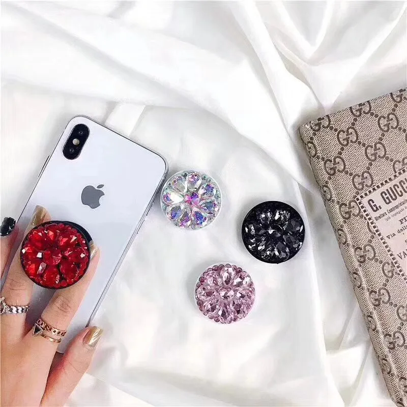 

2019 Universal Phone Stand Airbag Expanding Stand Rhinestone Phone Holder Telescopic Lazy Car Phone Holder For iPhone 7 8 X Plus