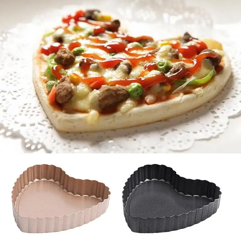 

4PCs 4 Inch Removable Bottom Quiche Pans Heart Shaped Mini Non-Stick Pan Egg Tart Pizza Dish Kitchen Baking Mold Baking Tool