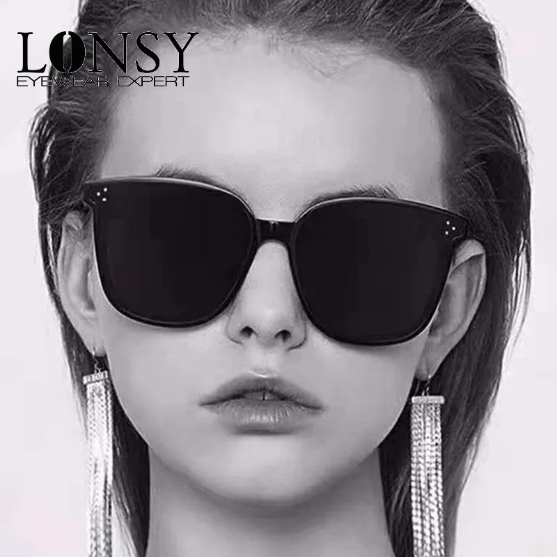 LONSY роскошные квадратные солнцезащитные очки для женщин, фирменный дизайн, пластиковые солнцезащитные очки, классические ретро очки для улицы, Oculos De Sol Gafas KD5203