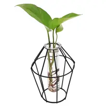 Скандинавском стиле 3D стеклянная железная художественная Геометрическая ваза с кюветой настольное растение бонсай цветок свадебное украшение дома аксессуары