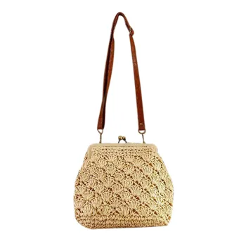 

Weave Beach Bag Women Vintage Shell Shape Knitting Messenger Bags Female Holiday Traveling Shoulder Bag