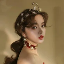 Лаконичные винтажные стразы, ожерелье, серьги, костюм невесты, свадебное платье, аксессуары, звезда, корона, колье, ожерелье, диадема