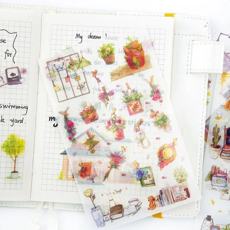 

Washi Sticky Paper Stickers House Decoration Patterns Decoracion Scrapbooking DIY Office Stationery School Supplies 6Sheets /Bag