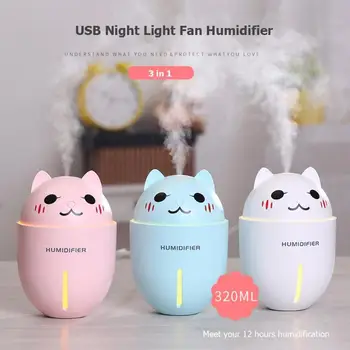 

High Quality 320ML Ultrasonic Air Humidifier Aroma Essential Oil Diffuser For Home Car USB Fogger Mist Maker with LED Night Lamp