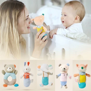 

HOT Soft Sound Animal Handbells plush Squeeze Rattle For Newborn Baby Toys Gift