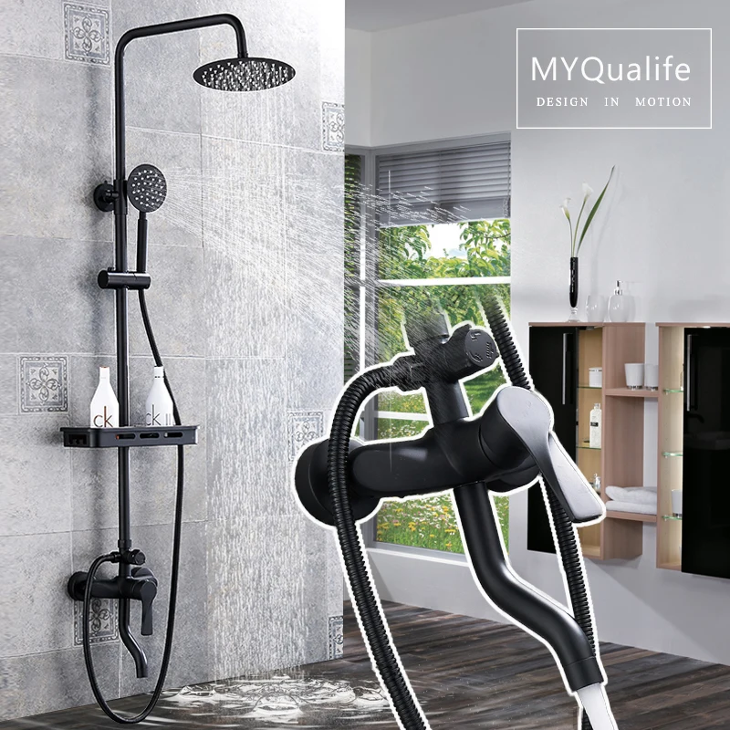 shower faucet set black