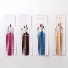 6 шт./компл. круглый пик нейлон акварель масло Краски ing художественные кисти разных цветов с деревянной ручкой Краски набор кистей для школы товары для рукоделия