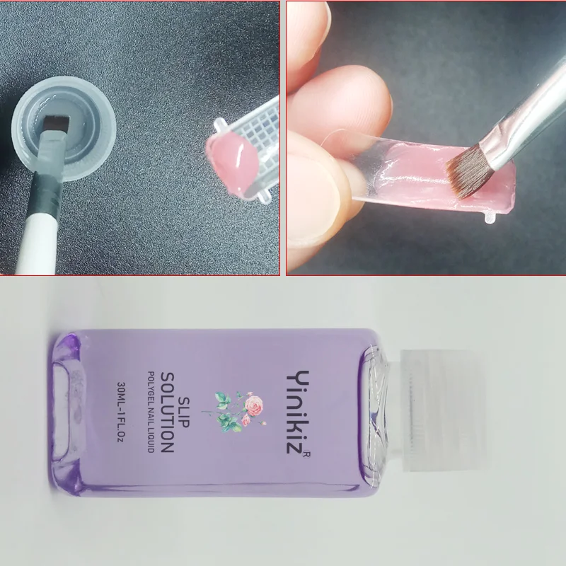 

Yinikiz 30ml Poly Gel Slip Solution for Acryl UV Builder Gel Extend Nail Art Tool Set Purple Liquid Need Brush Double 2 Head Use