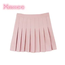 Милые джинсовые женские плиссированные юбки в стиле Лолиты Милая Мини-юбка трапециевидной формы с высокой талией, Матросская юбка Harajuku, школьная одежда для девочек, юбка