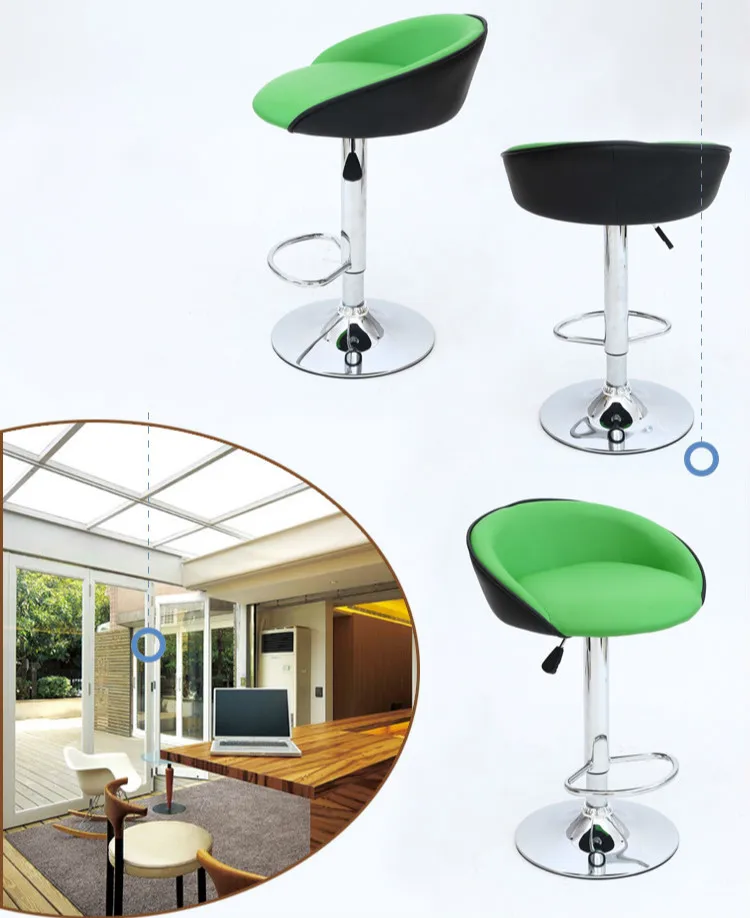 Swivel Bar Chair Lifting Bar Stool Adjustable Height High Quality PU Material High Density Sponde Cushion cadeira 3 Colors