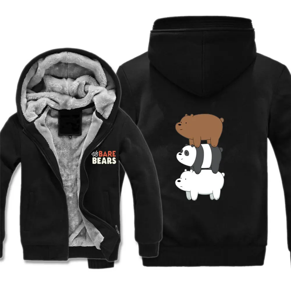 

anime We Bare Bears jacket Hoodie Men And Women Winter Casual Jacket Winter Coat Thicken Warm Zipper Hooded Casual Sweatshirts