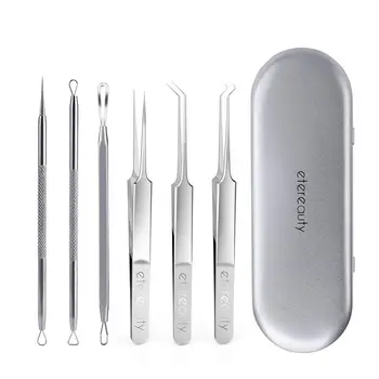 

ETEREAUTY 6pcs Blackhead Remover Pimple Comedone Extractor Tool Best Acne Removal Kit with Metal Case