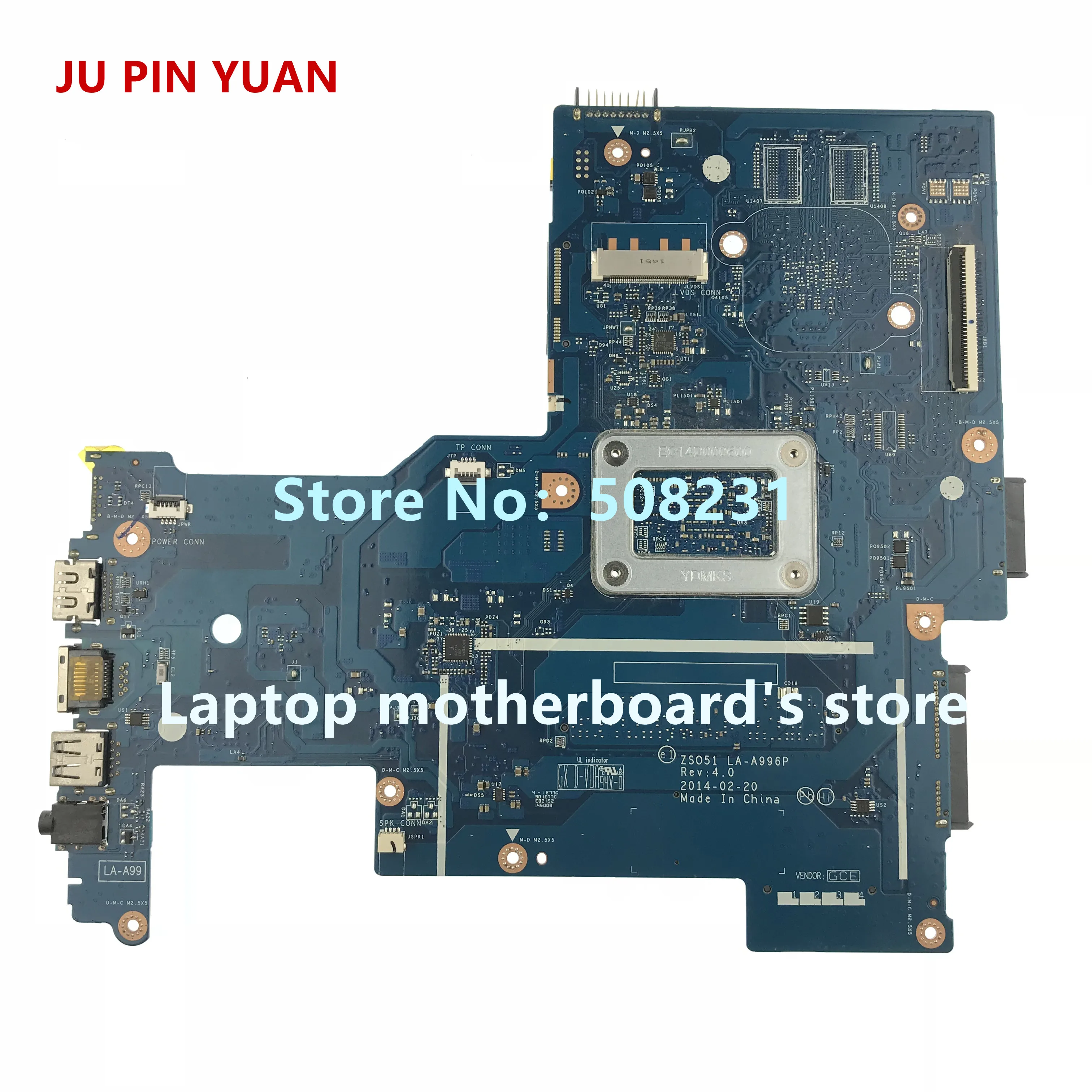 Promotion  JU PIN YUAN 764260-501 764260-001 mainboard For HP 15-G NOTEBOOK PC ZS051 LA-A996P laptop motherboa