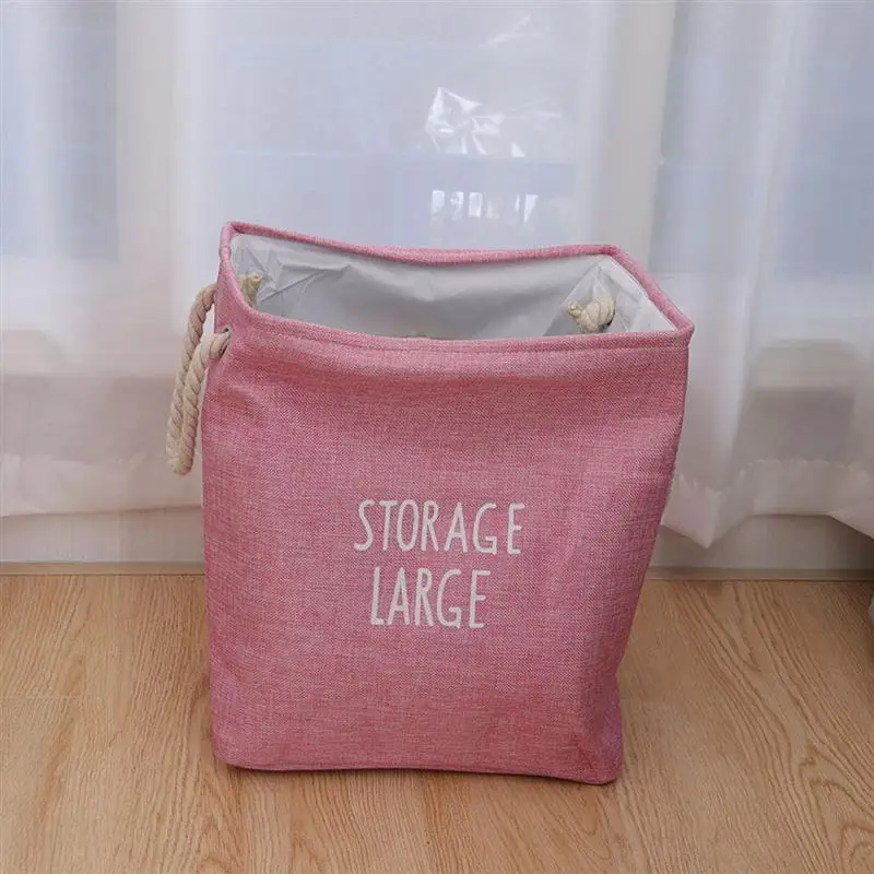 OUNONA سلة الغسيل القابلة للطي تعوق الملابس حقيبة للطي الغبار الغسيل بن التخزين كيس (الوردي)