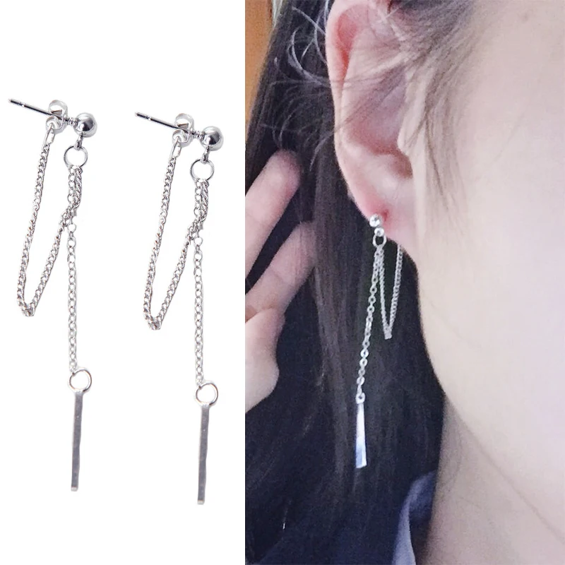 

Hot Simple Silver Color Earring For Women Girls Long Alloy Tassel Earrings Chain Fashion Jewelry