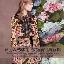 Цифровая Струйная шелковая хлопковая ткань, нежная дышащая шелковая ткань для платья, натуральная хлопковая ткань, шелковой ткани