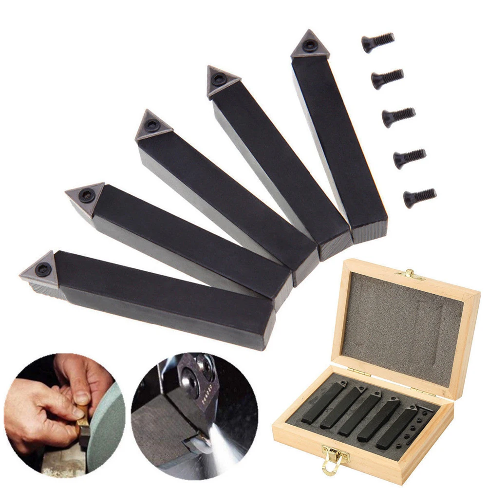 

5 PCS/ Pack Indexable Tungsten Carbide Tips Lathe Cutting Tools 10mm Lathe Turning Facing Boring Tool Set for CNC Machine