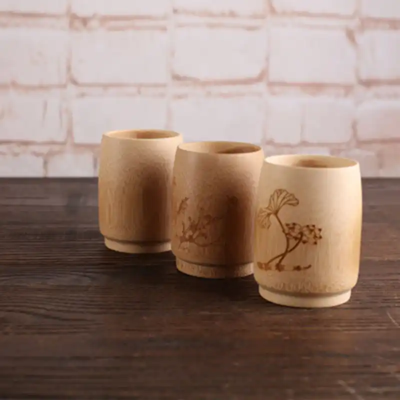 Natural Water Tea Beer Bamboo Carved Cup Coffee Juice Drinking Mug