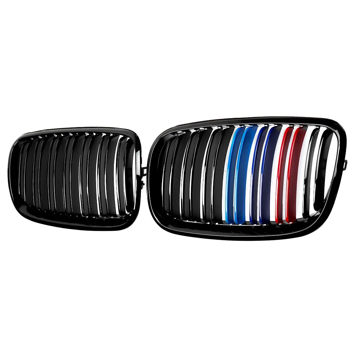 A Pair For 2007-2013 For BMW X5 X6 E70 E71 Car Front Bumper Grille Grill Cover Trim Kidney Glossy Black M-Color