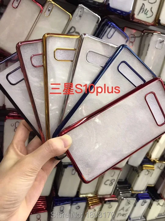 Блестящий Мягкий чехол из ТПУ с гальванопокрытием хромом для Samsung Galaxy S10 Plus S10E A8S A9