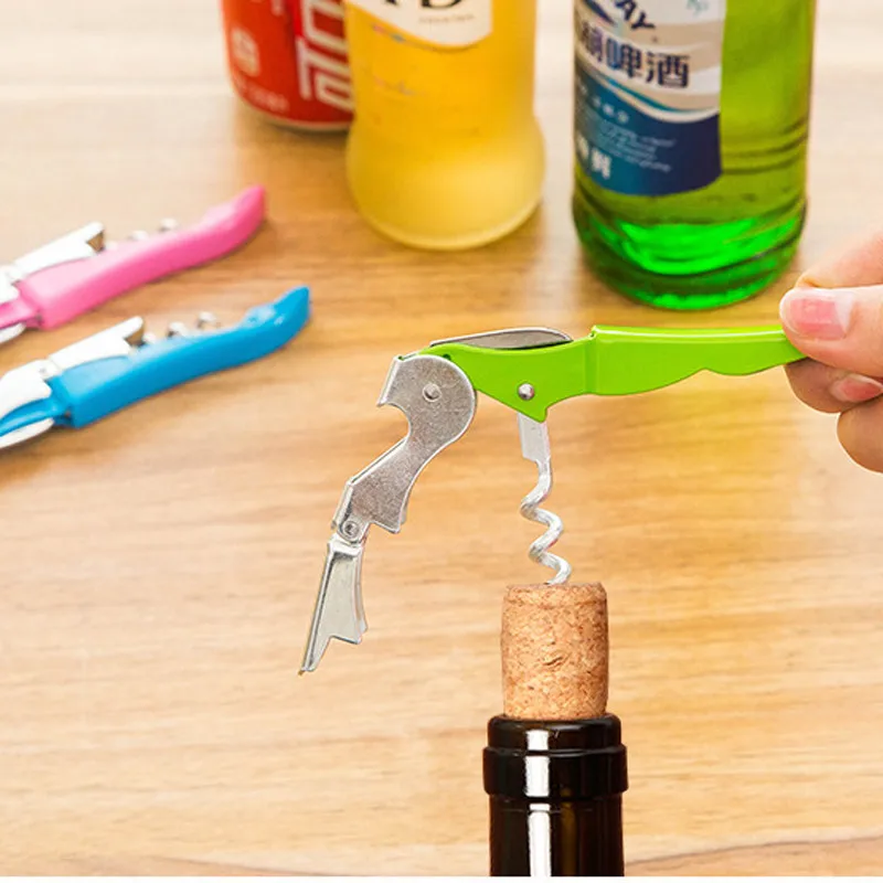 

2 in 1 MultiFunction Wine Beer Cap Bottle Opener Stainless Steel Cork Screw Corkscrew Seahorse Shape Opener Home Kitchen Use